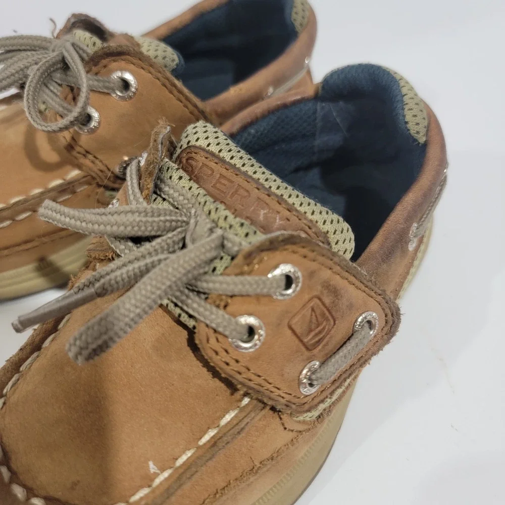 Sperry Top-Sider Kids‎ Billfish Tan Leather Boat Shoes Loafers 8.5M CB48948A